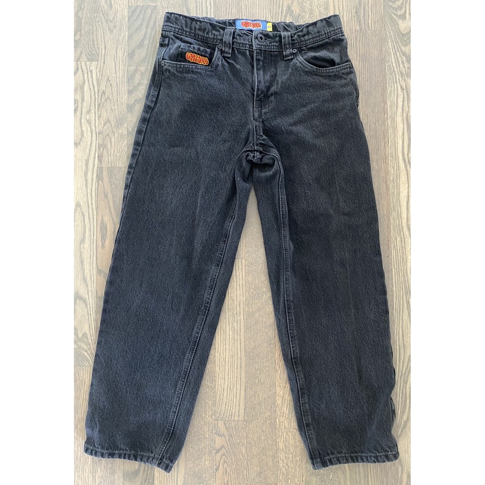 Empyre Jeans Boys Youth Size 25 Black Embroidered Logo on Pocket